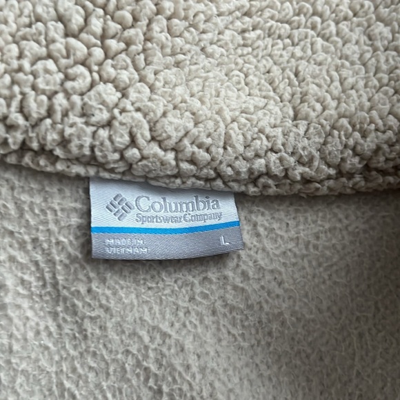 Columbia L large men’s Sherpa zip up fleece jackets beige khaki cream - Picture 5 of 5